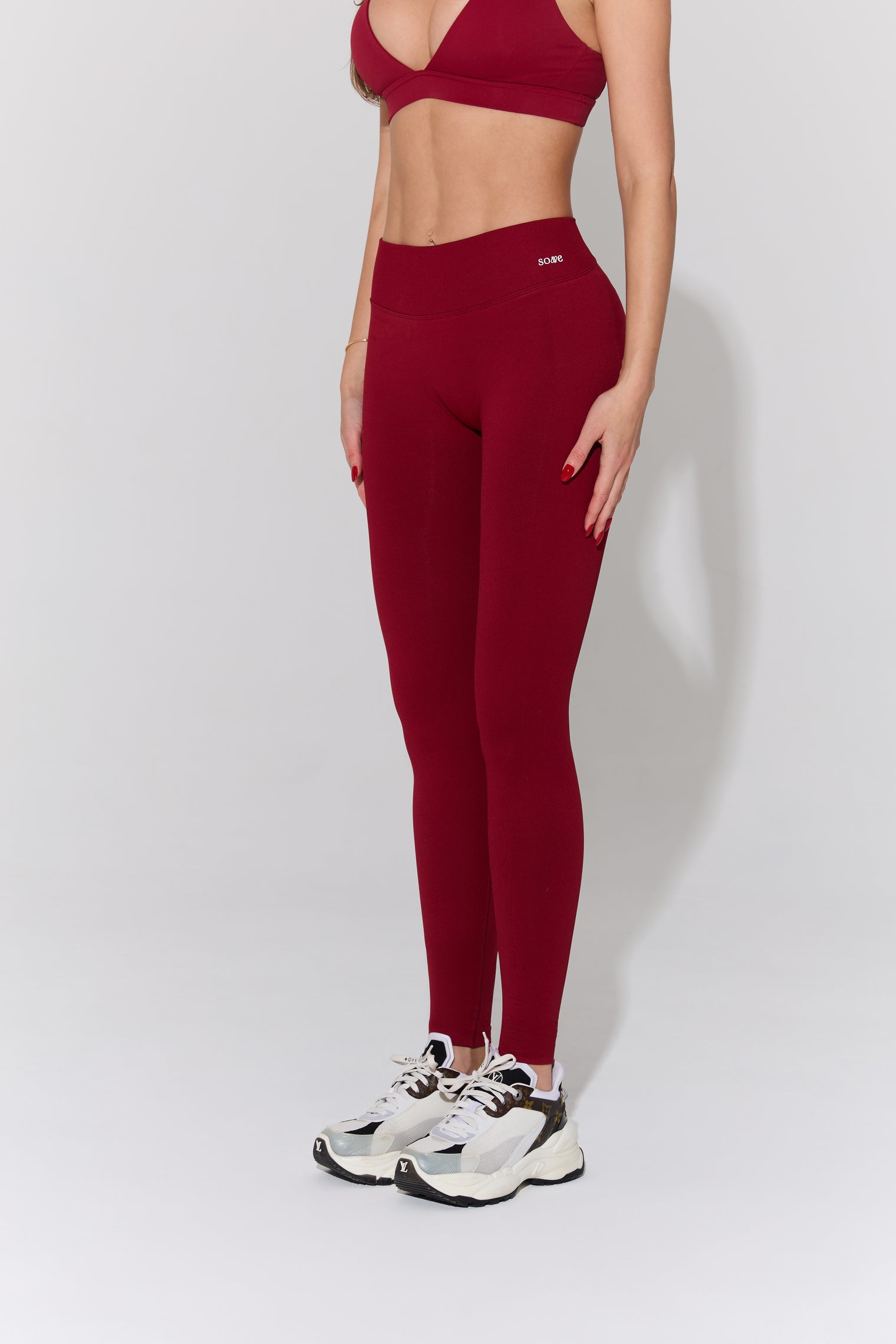 V-Cut Seamless Long Leggings - Rouge