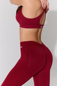 V-Cut Seamless Long Leggings - Rouge